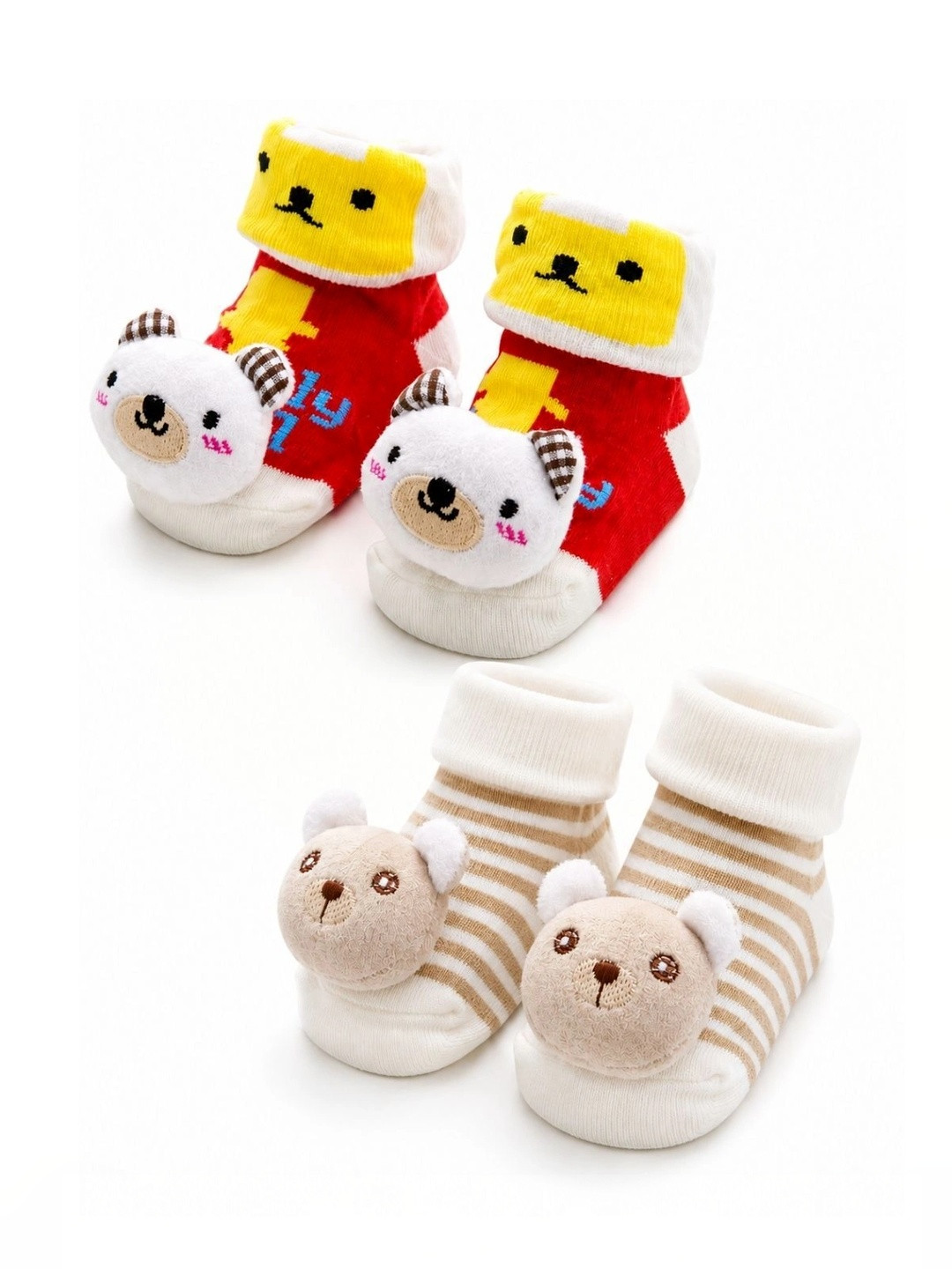 Nihvi Unisex Kids Pack of 2 Cotton Assorted Striped Ankle Length Socks