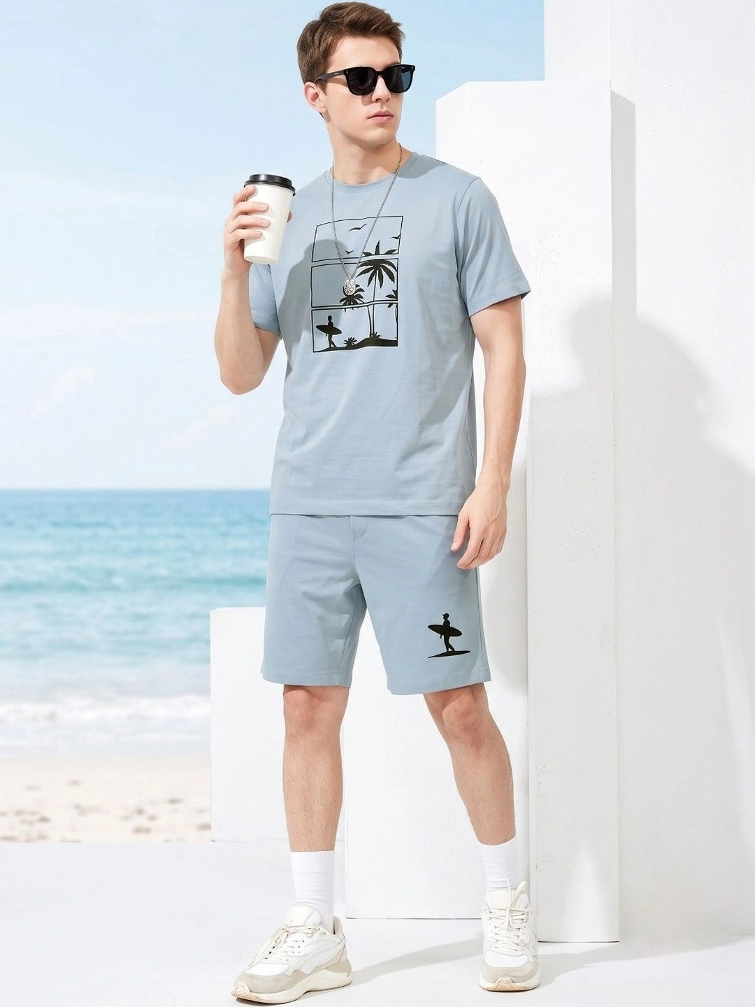 WEET Tropical Cotton Printed T-shirt with Shorts