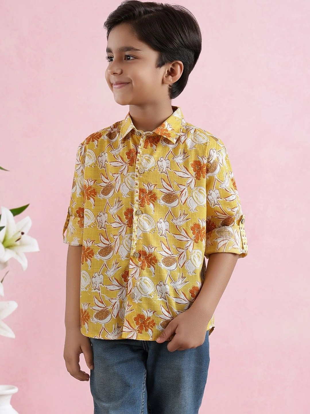 Fabindia Boys Floral Printed Casual Shirt