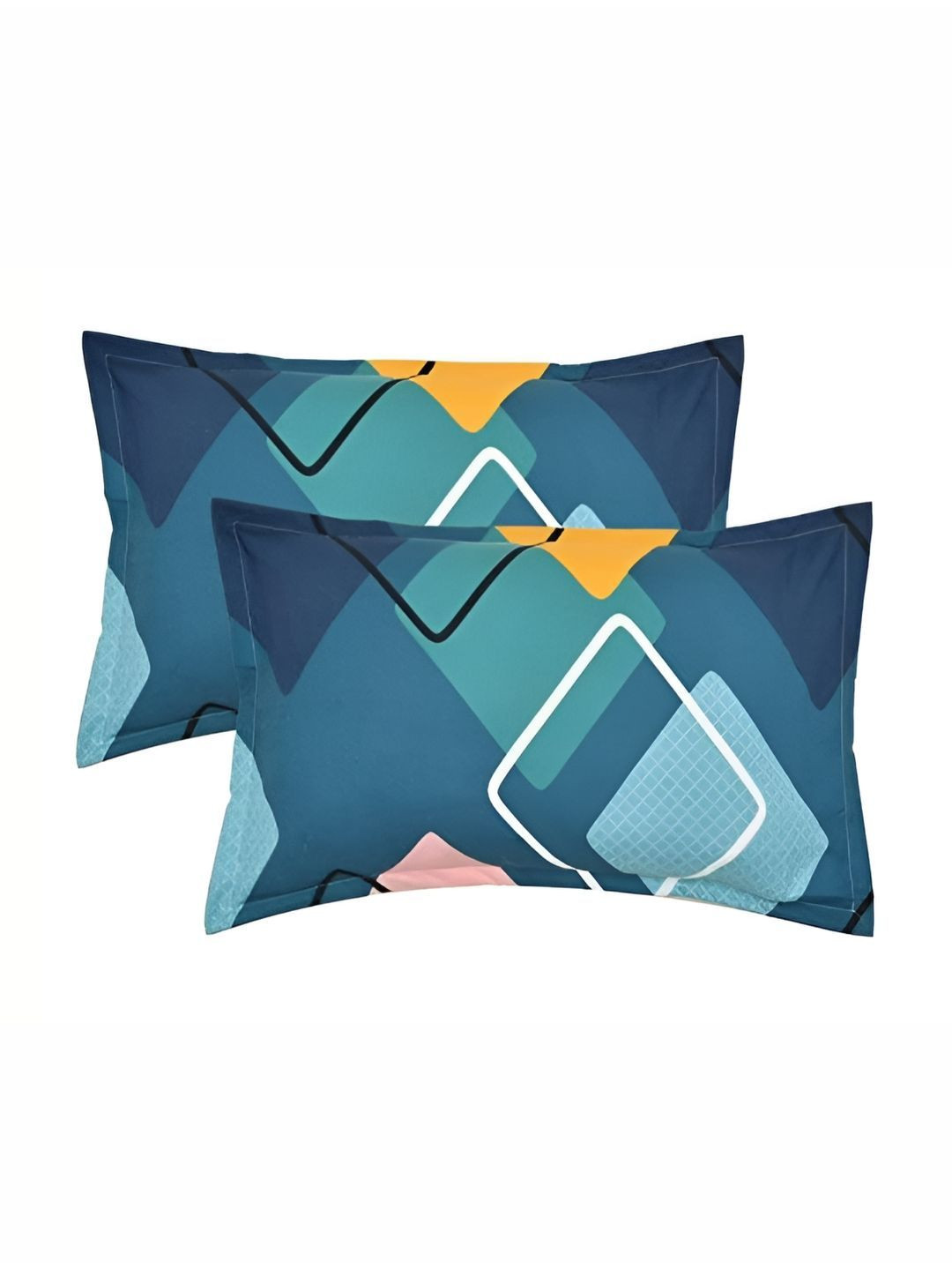 RRC Blue & Green 2 Pieces Printed Rectangle Pillow Covers