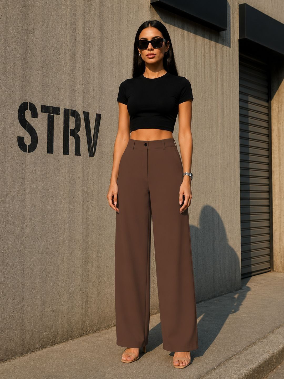 STRV Women Solid Straight Fit Trousers