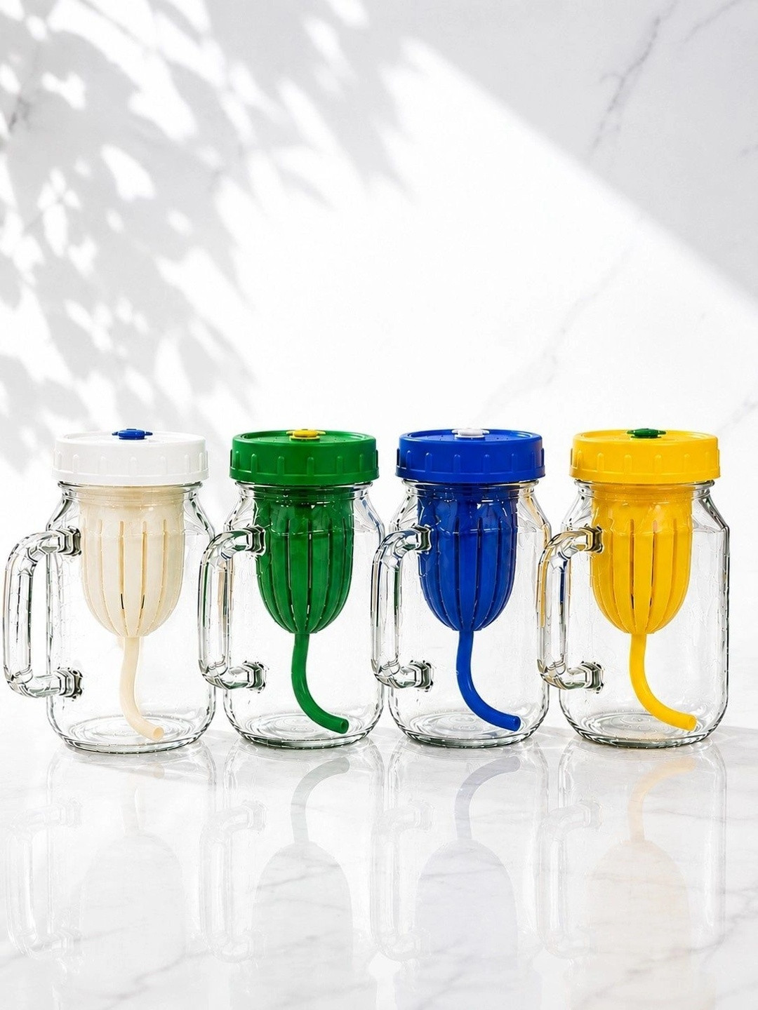 PrimeWorld Transparent & Green Single Glass Solid Water Bottle