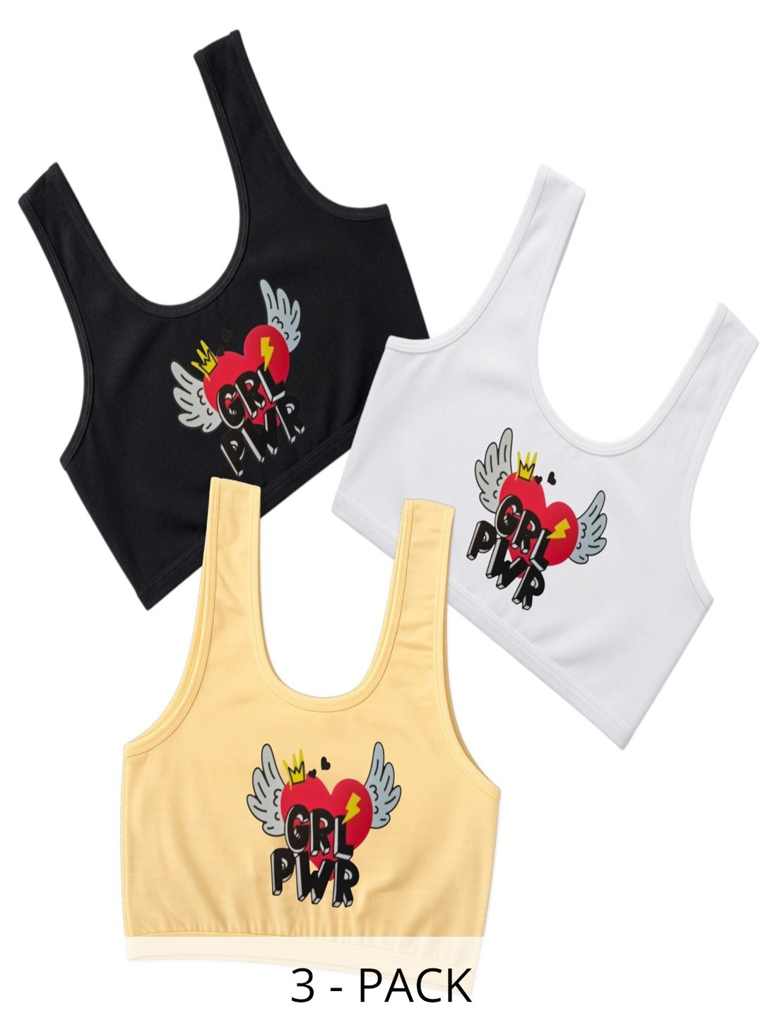 SHOP2KARMA Women Pack Of 3 Graphic Print Full Coverage Non-Padded Sports Bra