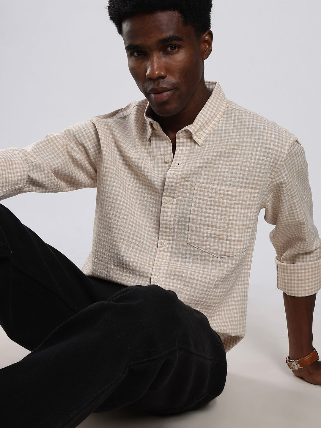 HERE&NOW Men Gingham Checks Checked Casual Shirt