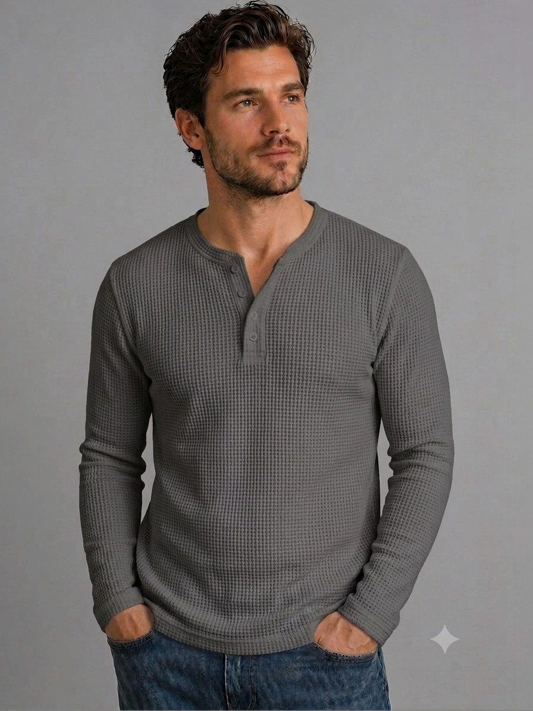 JERKYN Men Henley Neck Slim Fit T-shirt