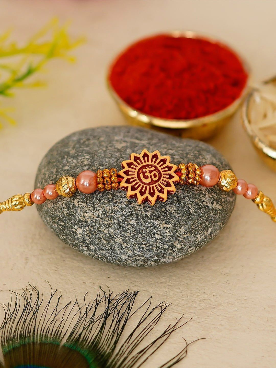 eCraftIndia Om Beaded Designer Thread Rakhi