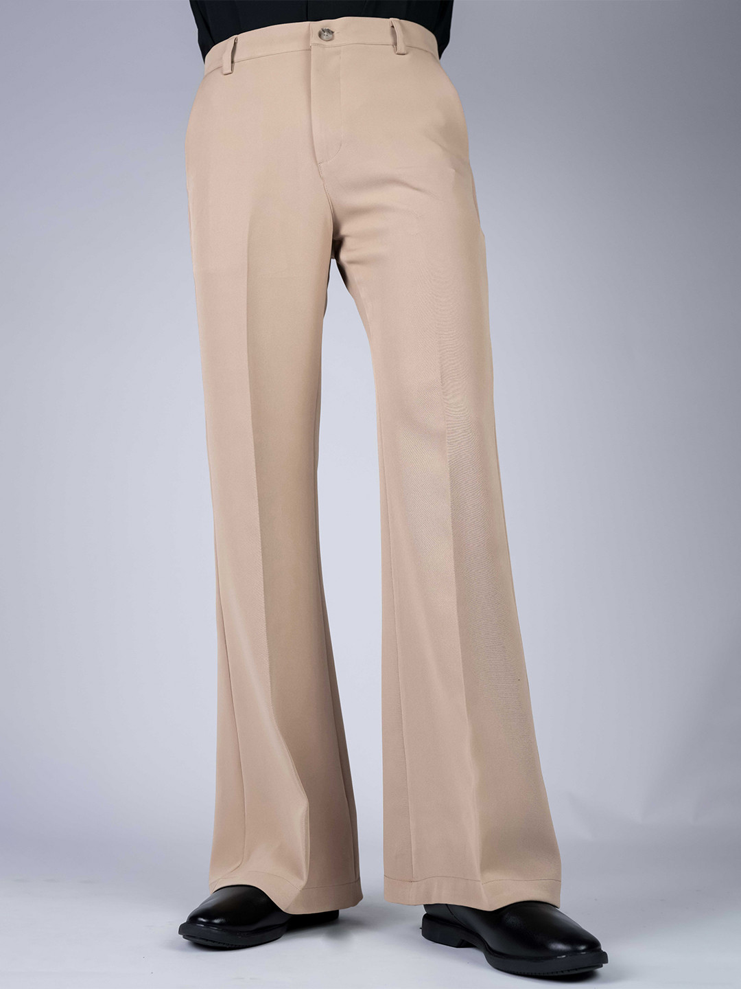 PERCH Men Solid Cream Tailored Trousers