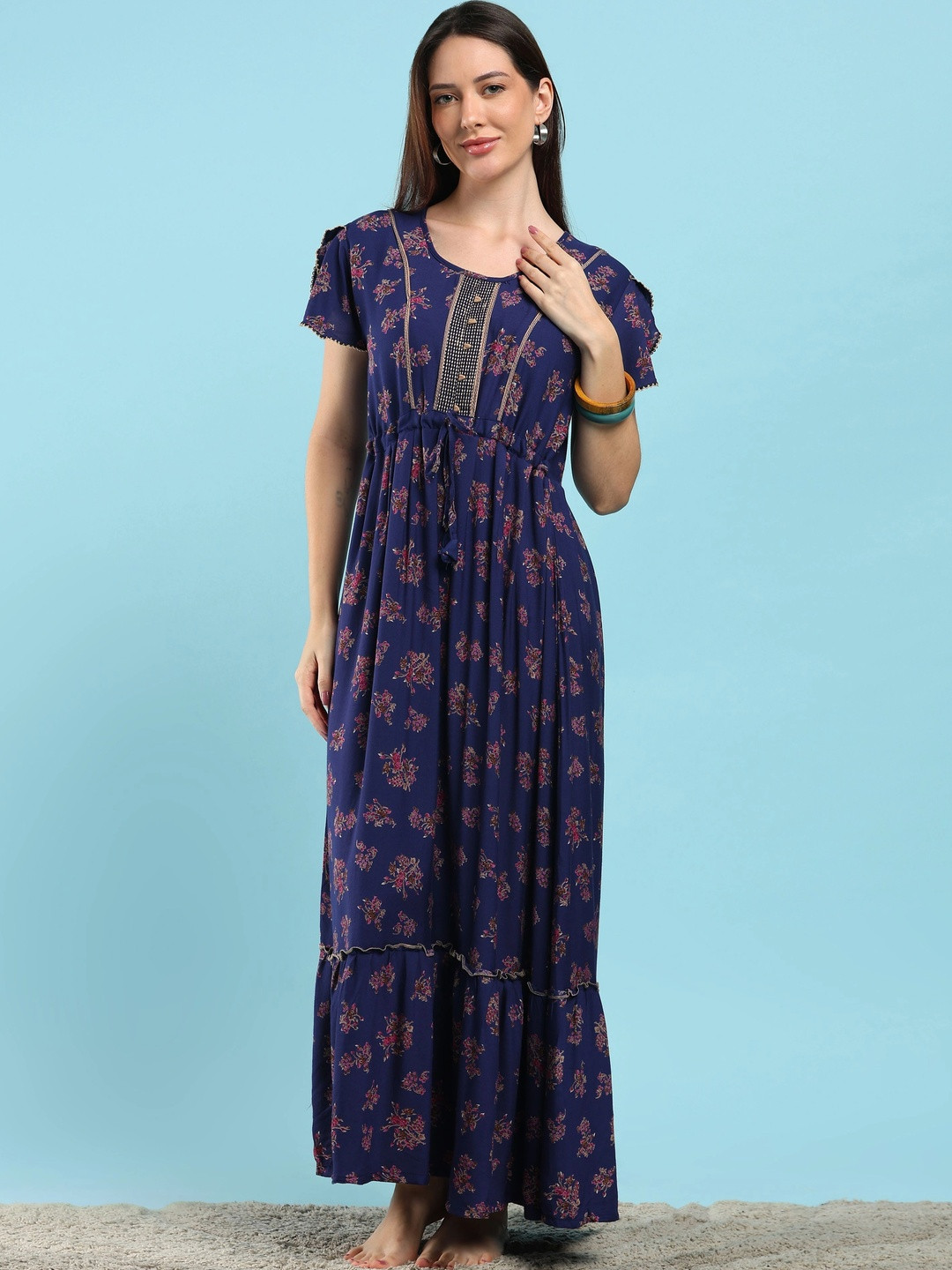 9shines Label Printed Maxi Nightdress