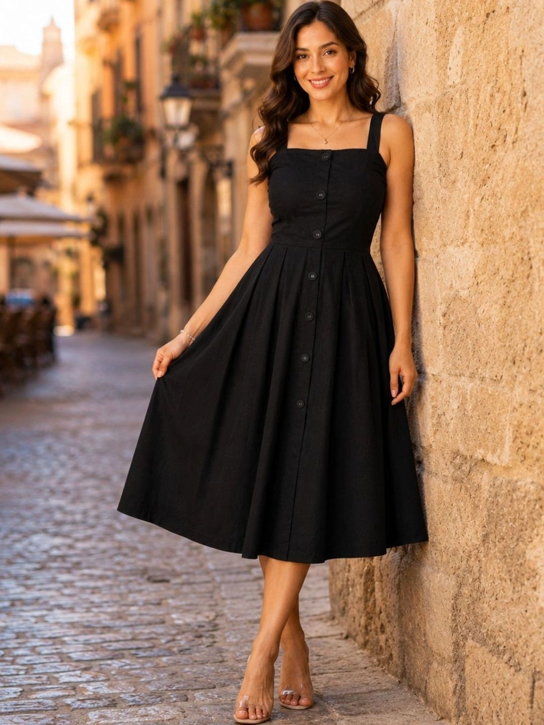kapsmaa Creation Ruffled A-Line Midi Dress