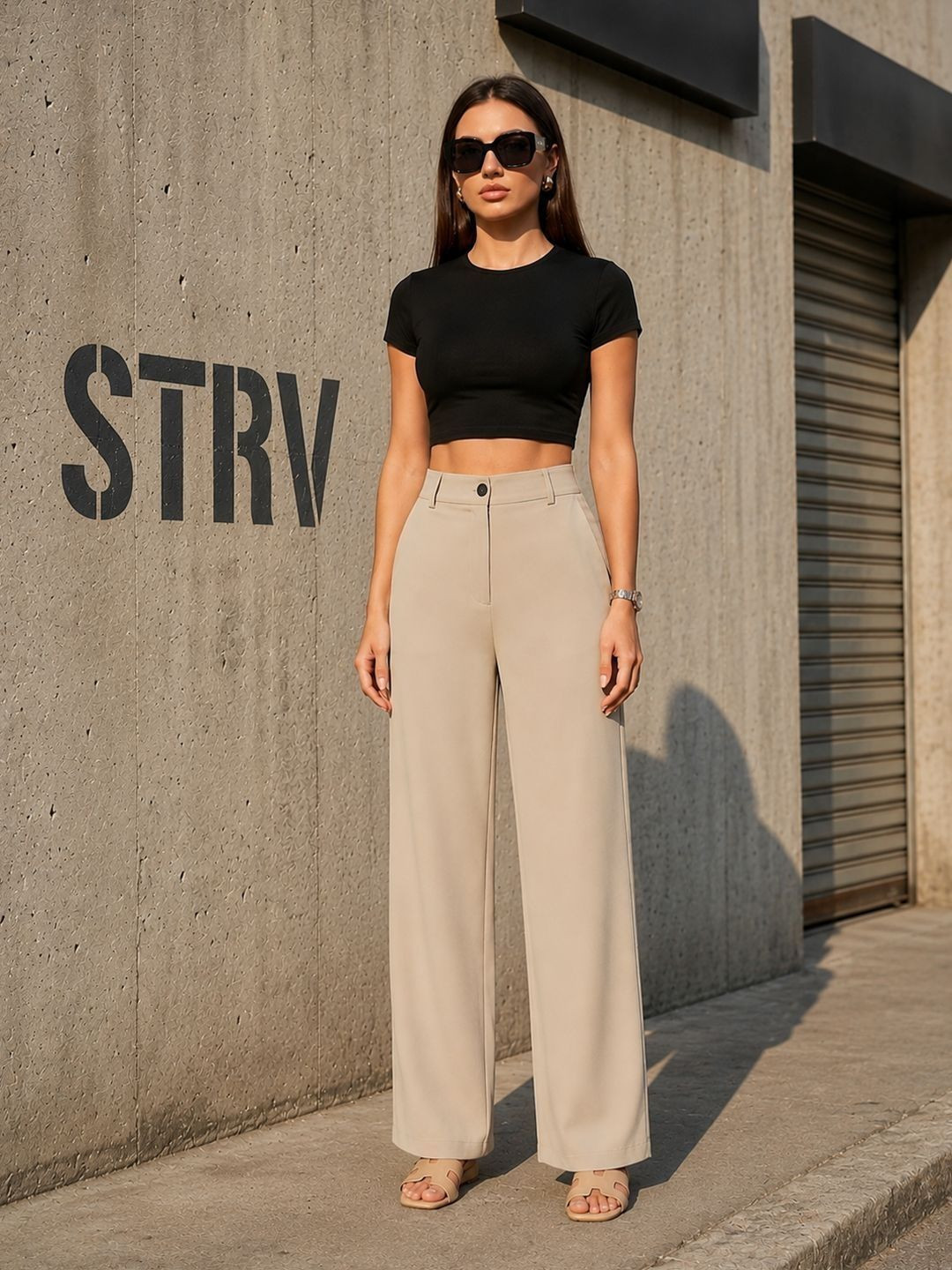 STRV Women Solid Straight Fit Trousers