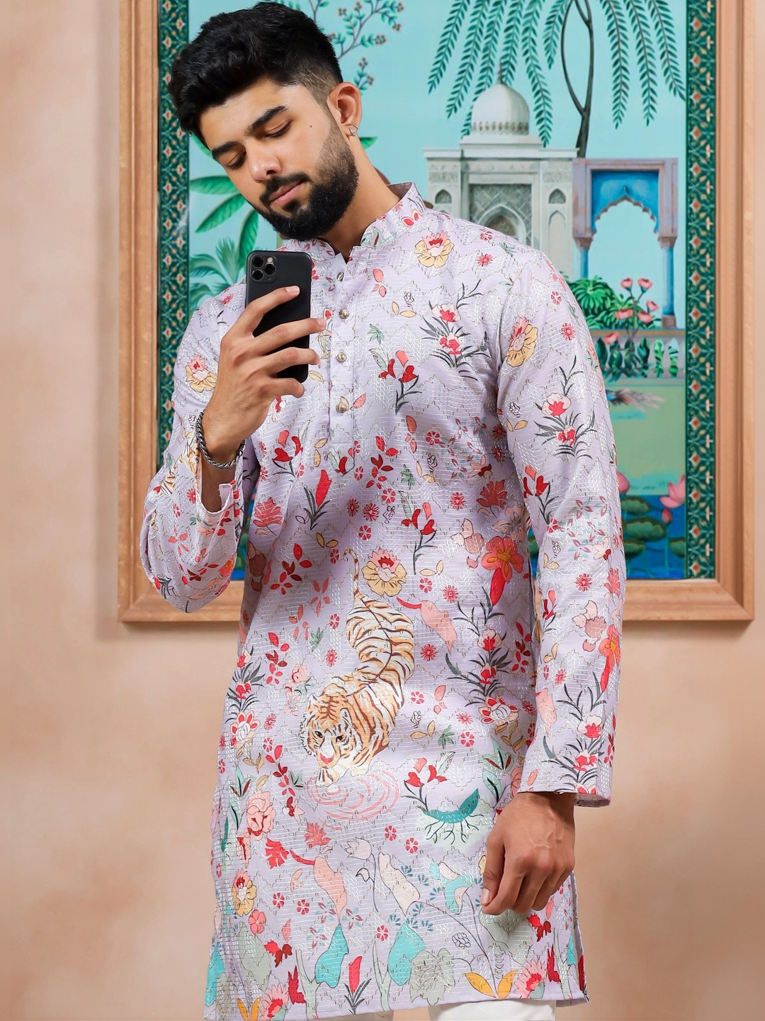 Koshin Men Ethnic Motifs Digital Printed Embroidered Kurta