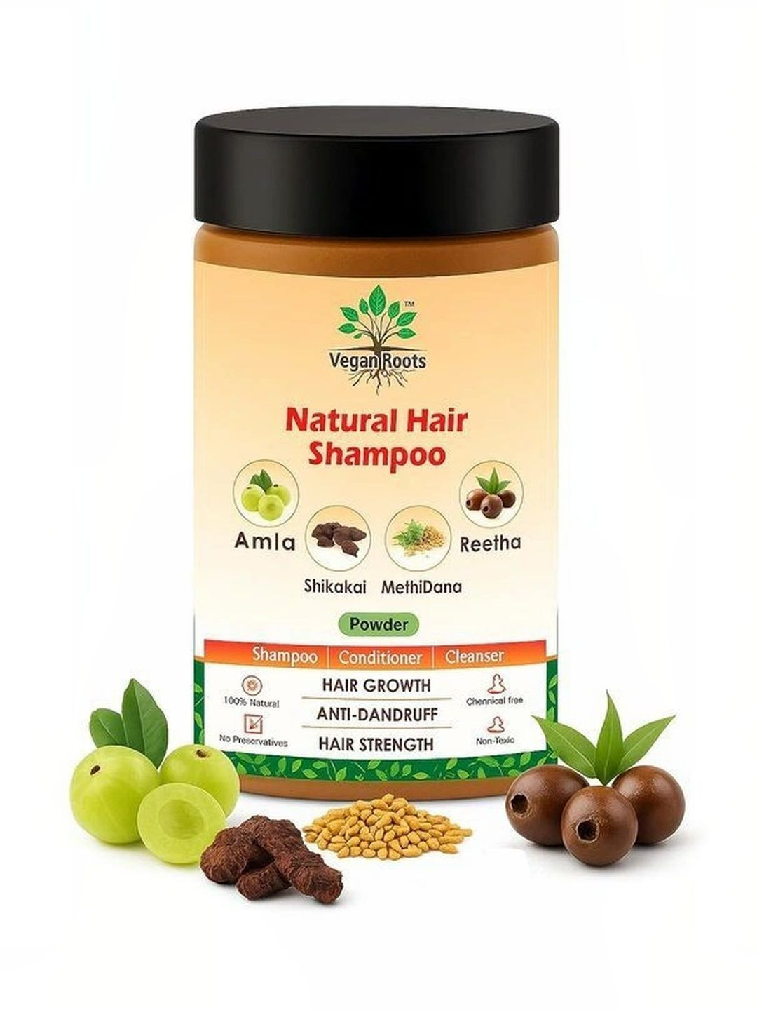 VEGAN ROOTS Natural Shampoo With Amla Reetha Shikakai & Methi Dana - 150 g