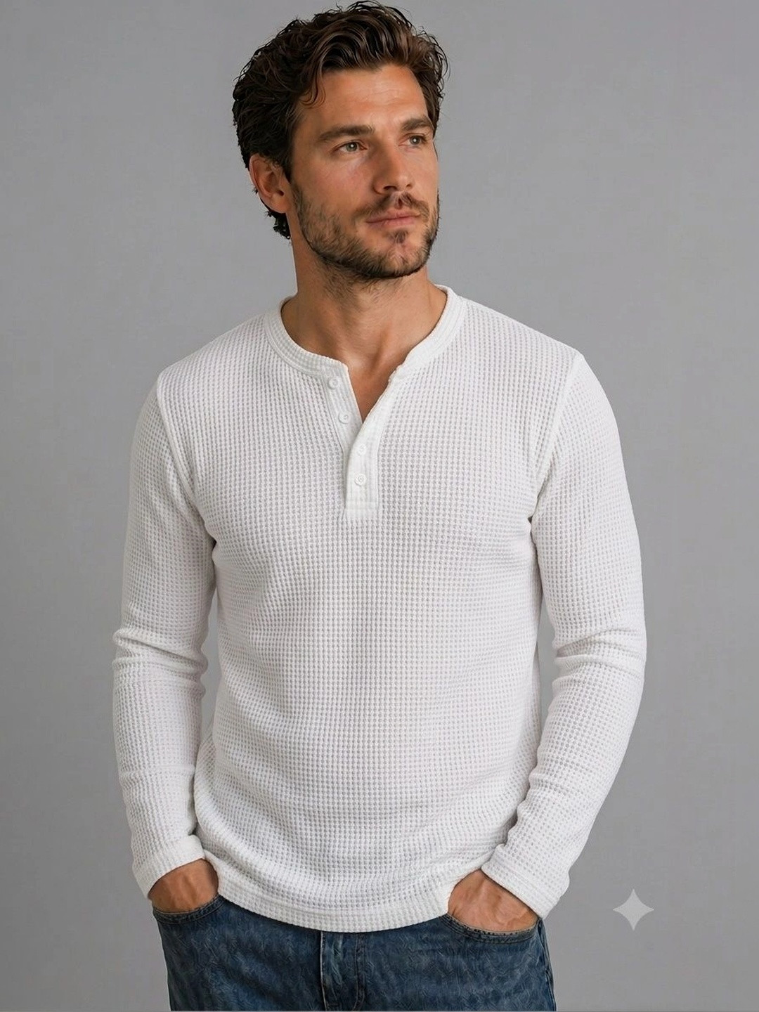 JERKYN Men Henley Neck Slim Fit T-shirt