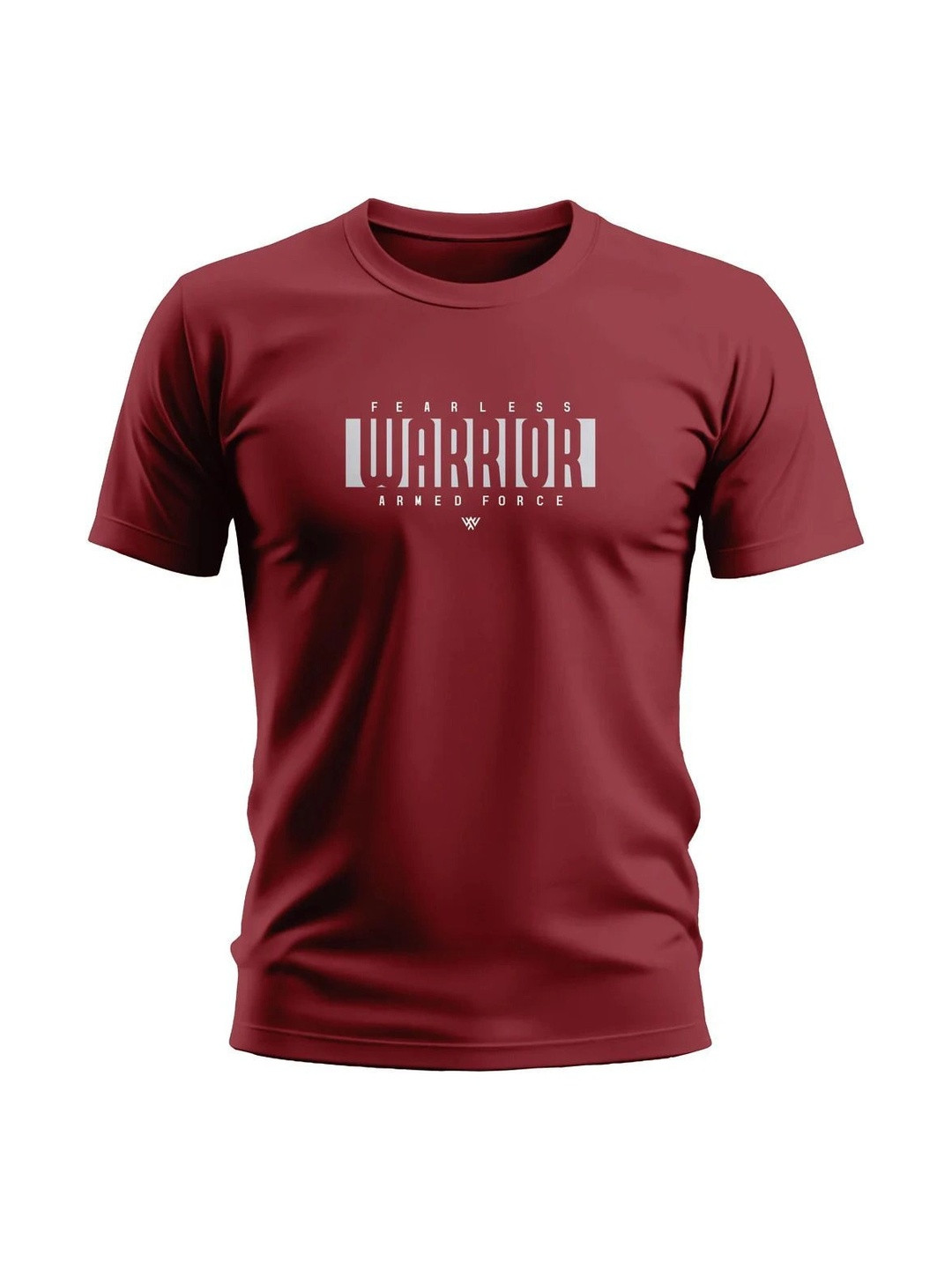 Warrior World Men Maroon Typography Printed Pure Cotton T-shirt