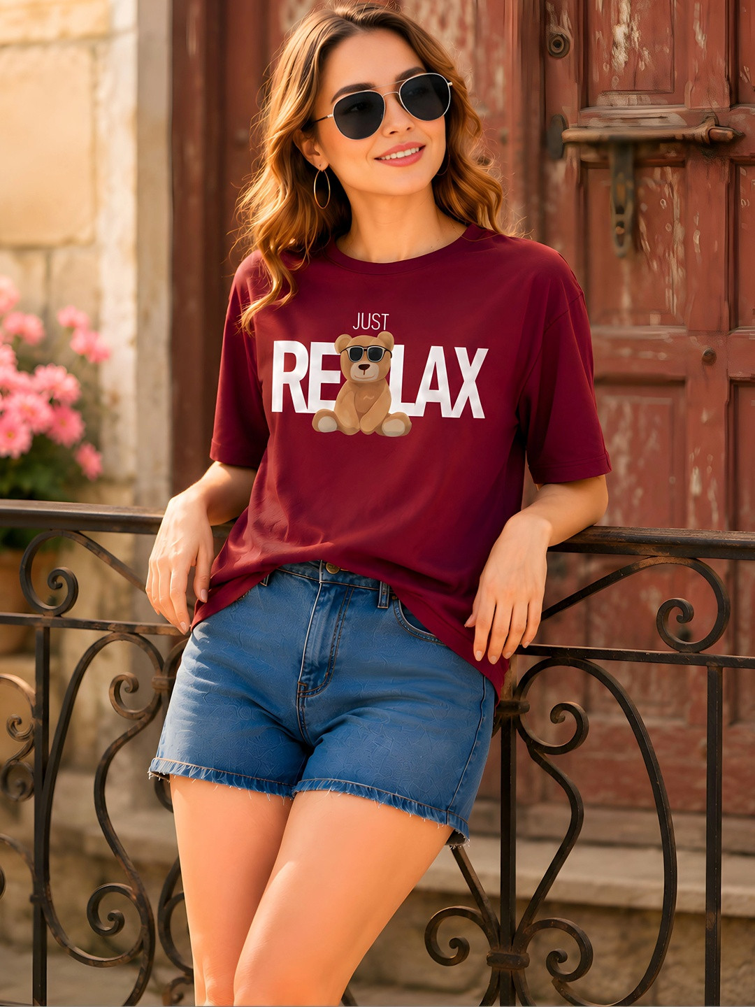 ELVIA Women Typography Printed T-shirt