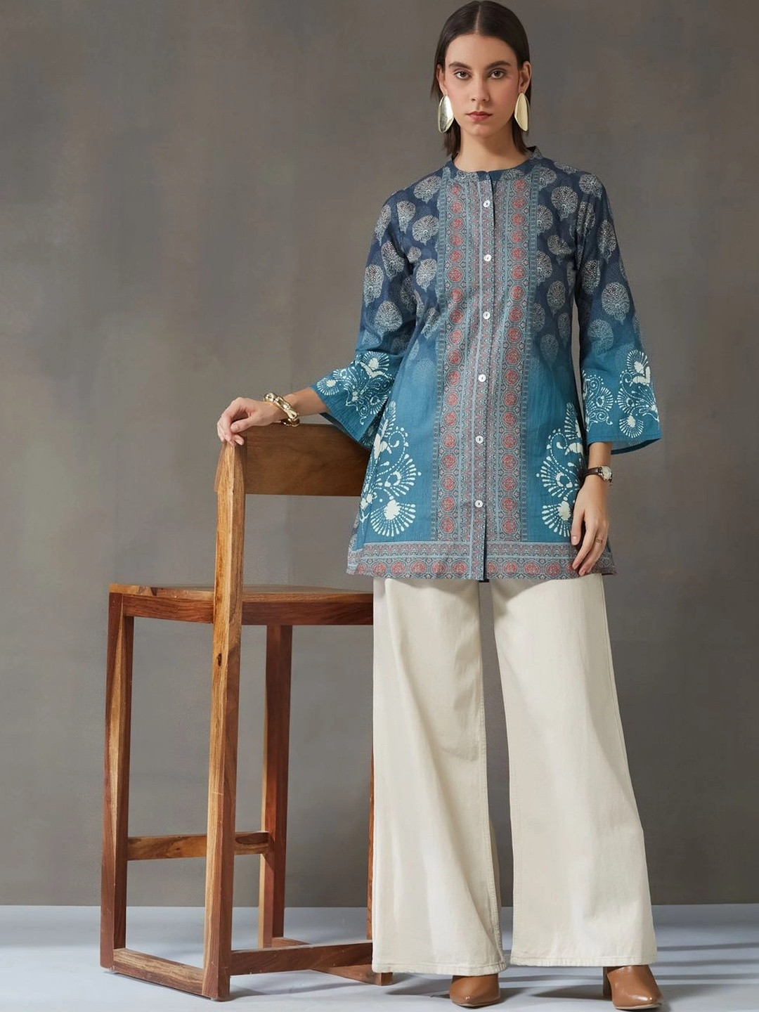 Navibhu Ethnic Motifs Printed Pure Cotton Kurti