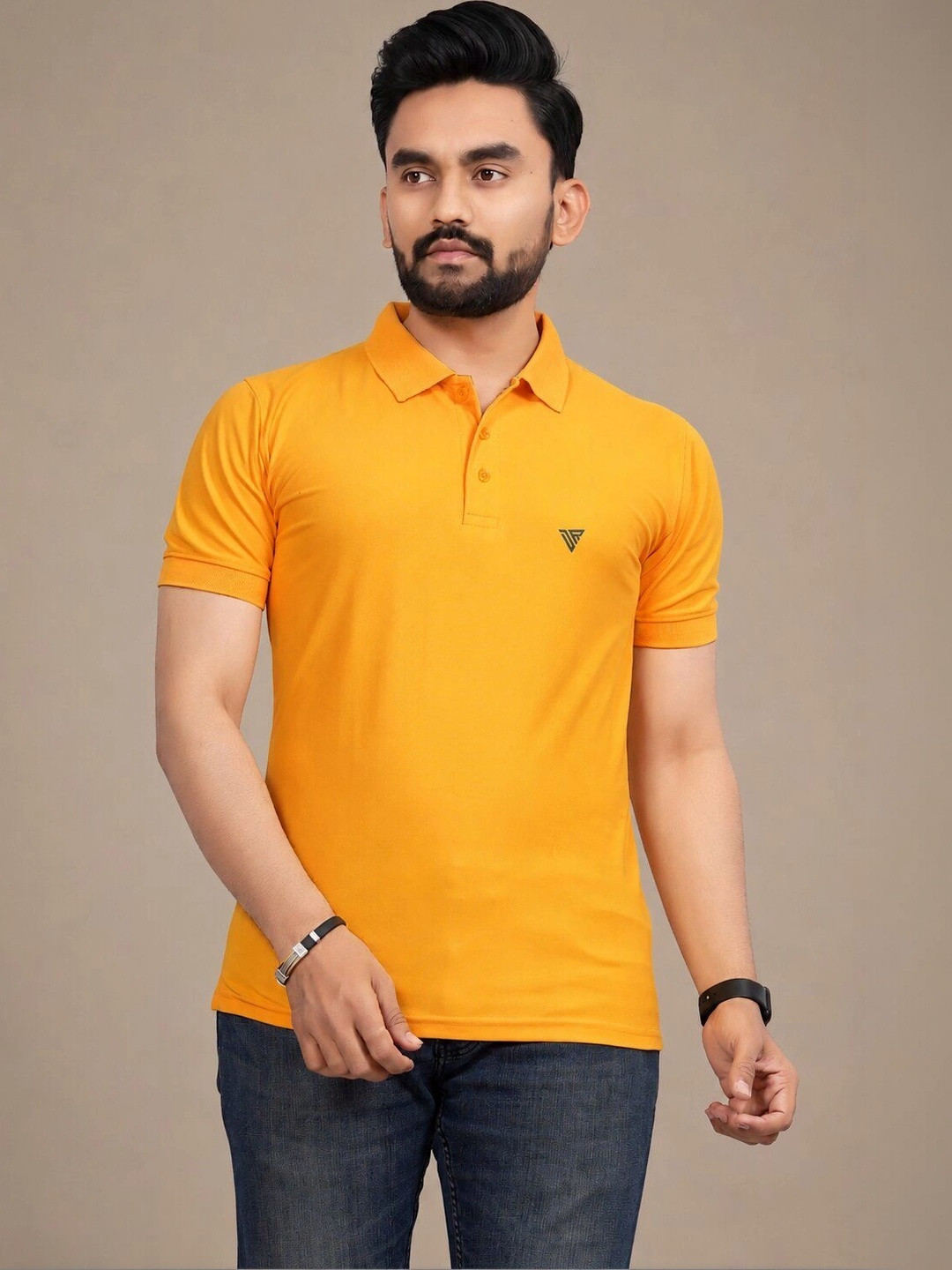 BAGHADBILLO Men Brand Logo Polo Collar T-shirt