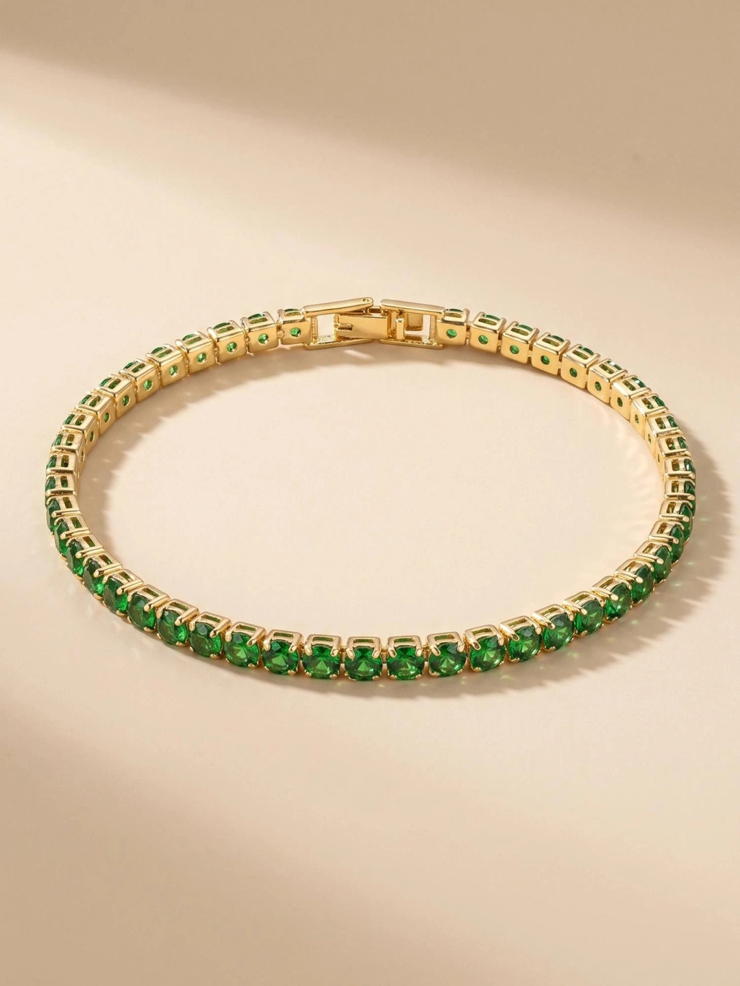 MYKI Stainless Steel Rose Gold-Plated Artificial Stones Studded Wraparound Bracelet