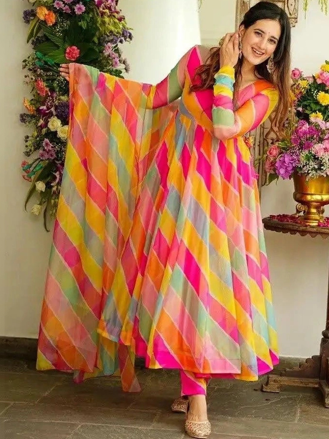 Femvy Women Printed Crepe Anarkali Kurta