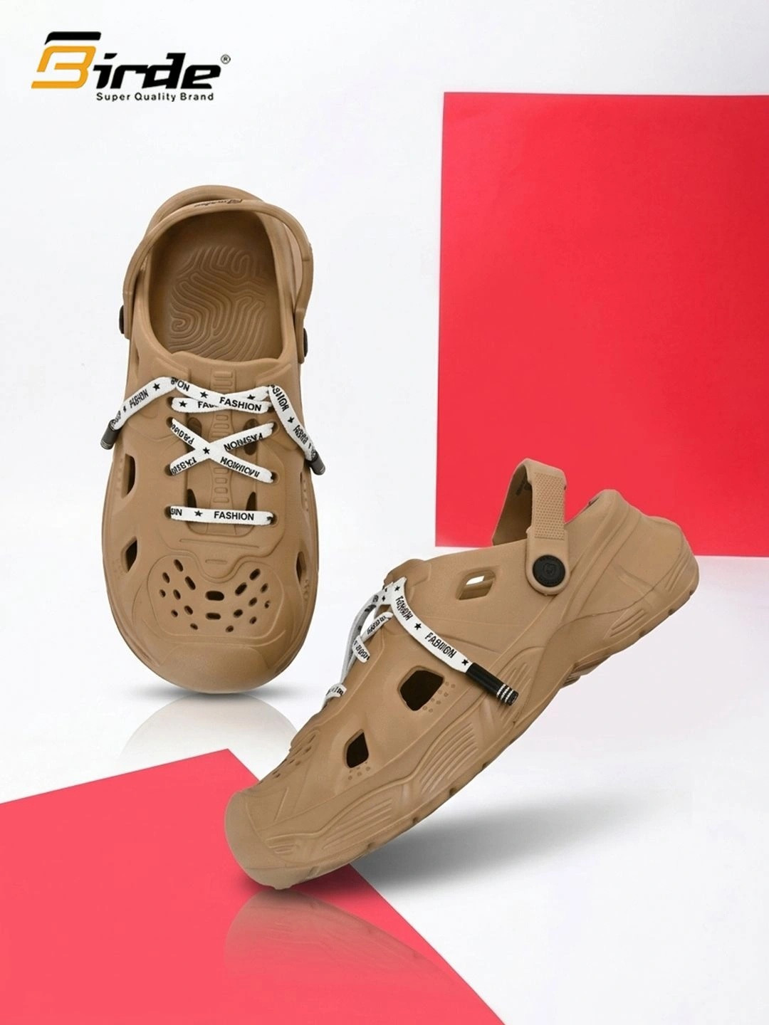 BIRDE Birde Beige Ventilation 'FASHION' Graphic Detail Clogs