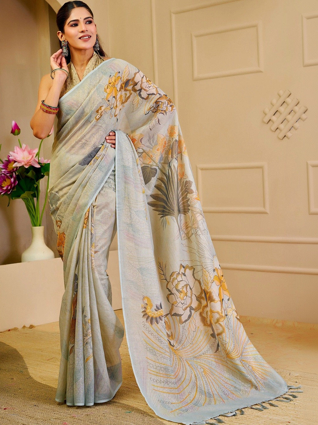 PHEASANT Floral Designer Saree