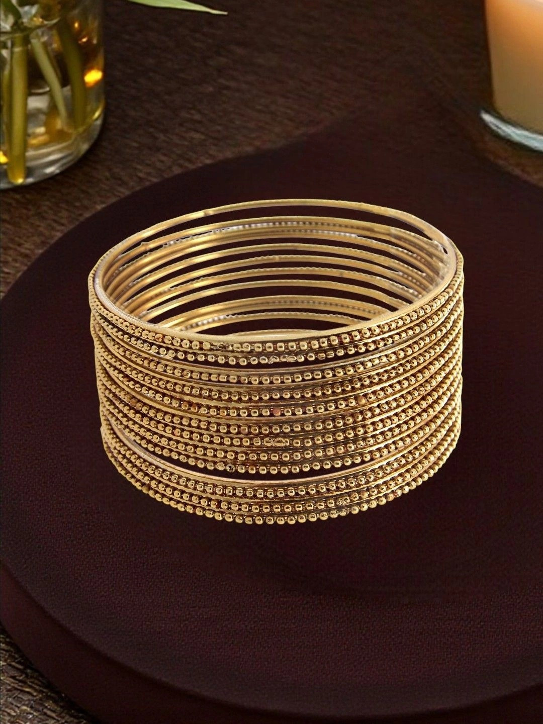 FEMMIBELLA Set Of 12 Antique Bangles