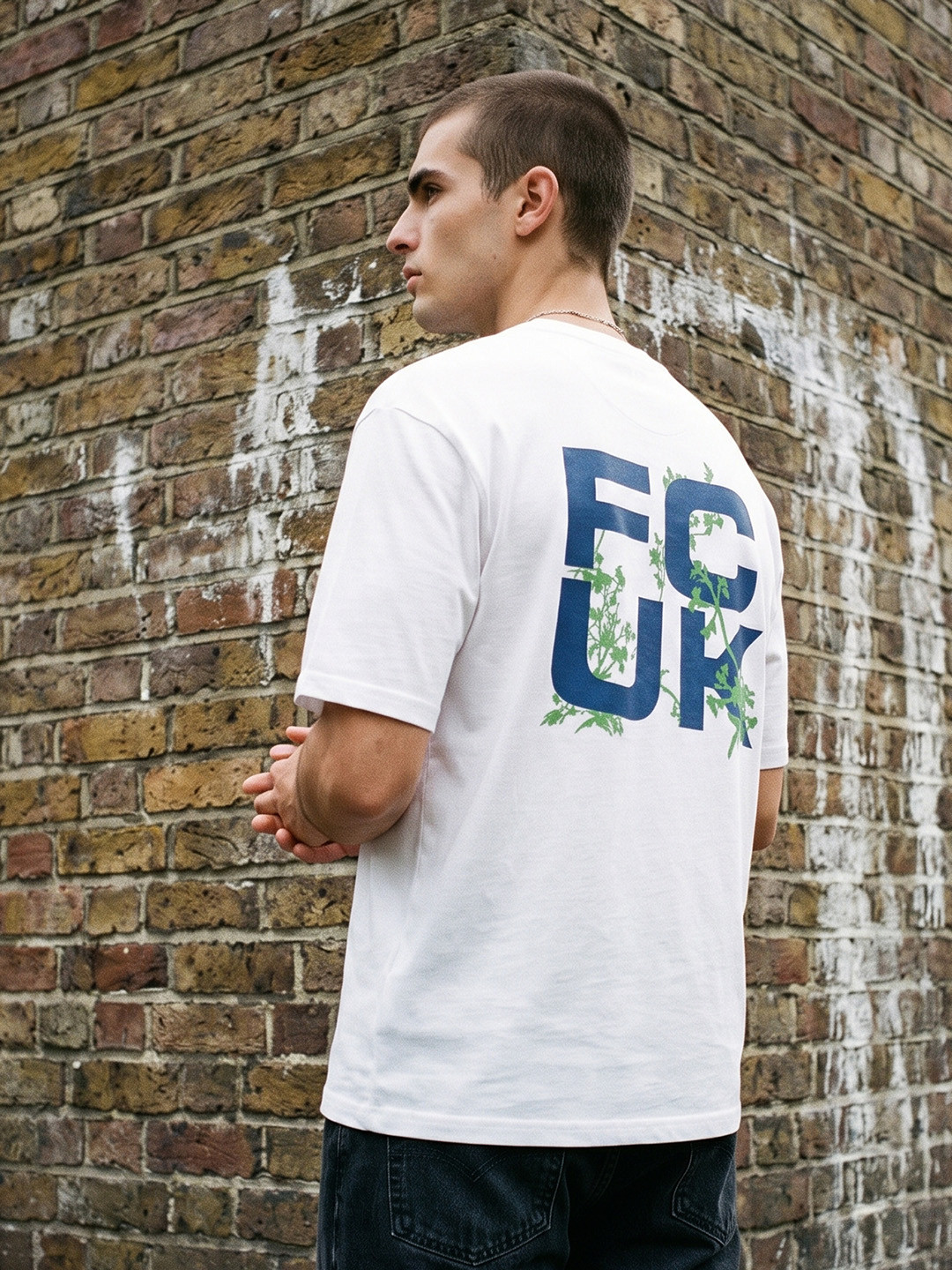 FCUK Relaxed Fit Typography Printed Pure Cotton T-shirt