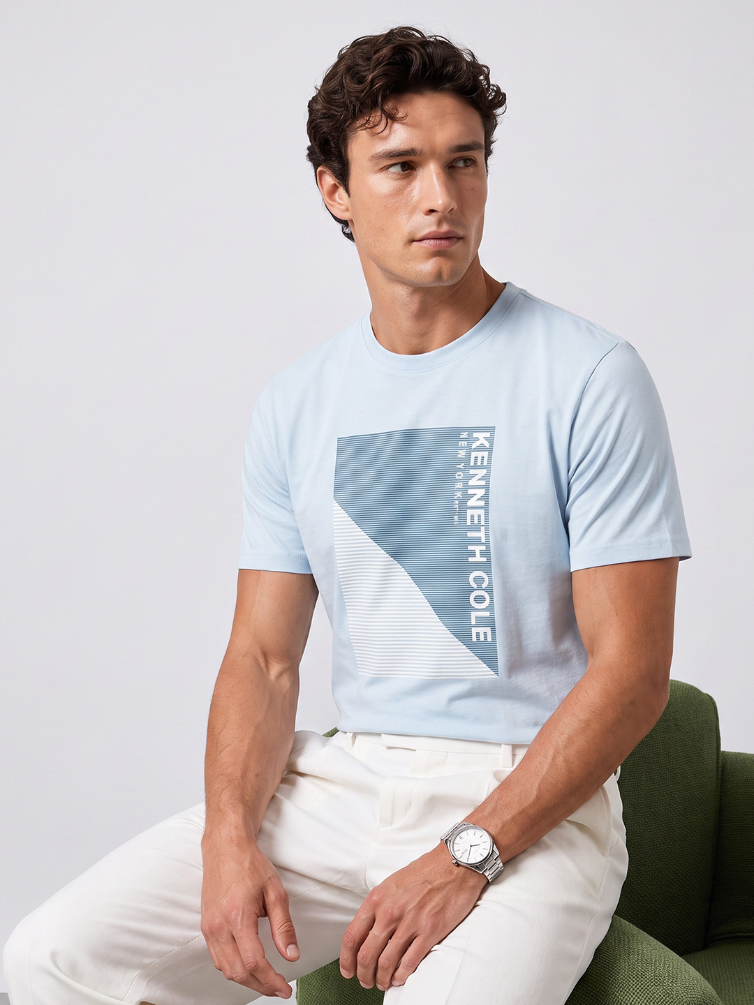 Kenneth Cole Graphic Printed Pure Cotton T-shirt