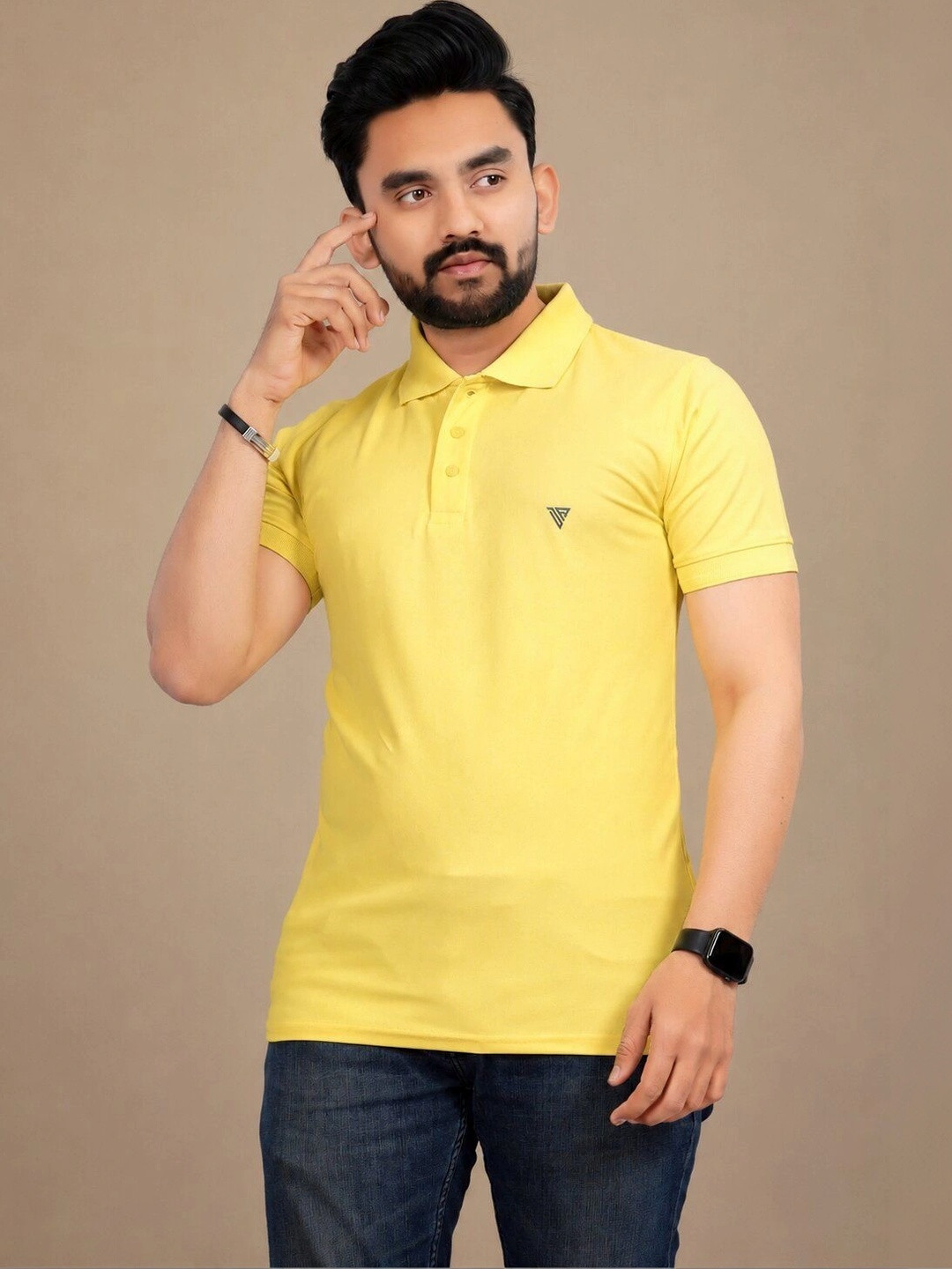 BAGHADBILLO Men Brand Logo Polo Collar T-shirt