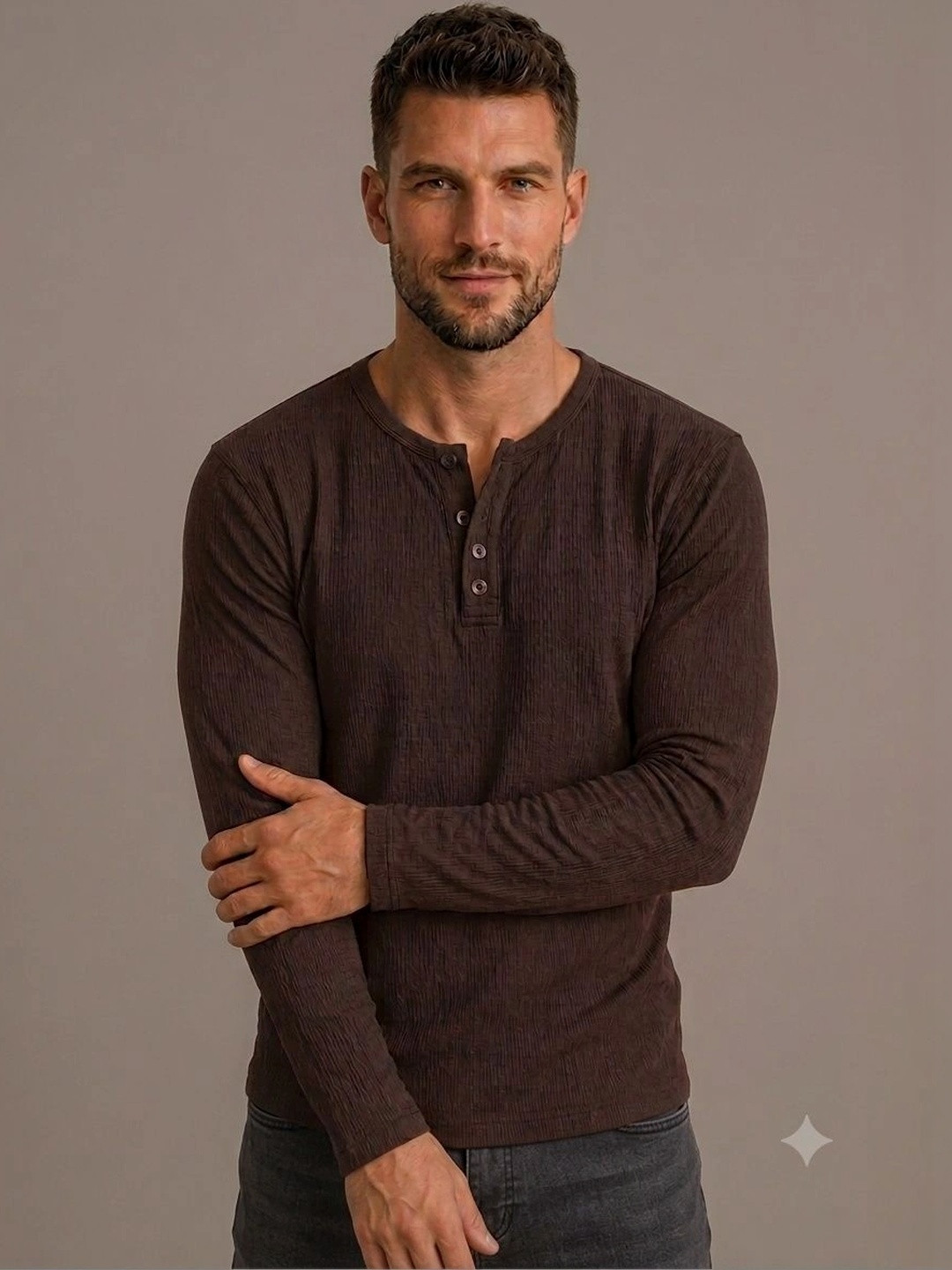 JERKYN Men Henley Neck Slim Fit T-shirt