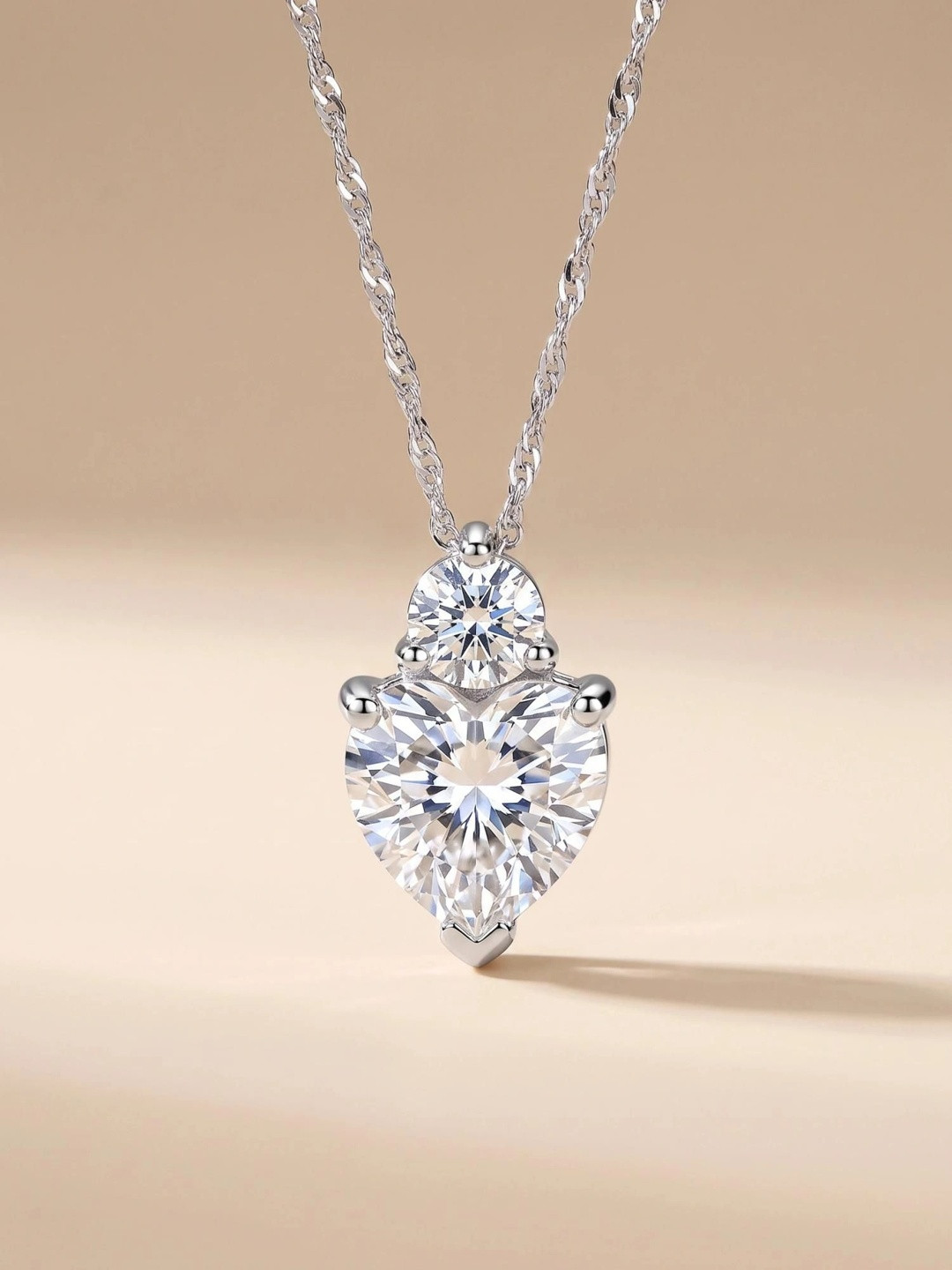 MYKI Women Silver-Plated Cubic Zirconia Pendant With Chain