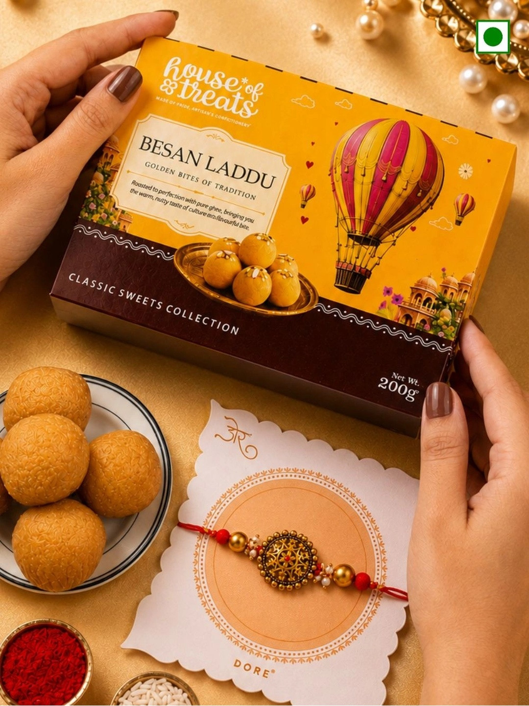 Hyperfoods Gift Happiness Rakhi With Besan Laddu Sweet Gifts