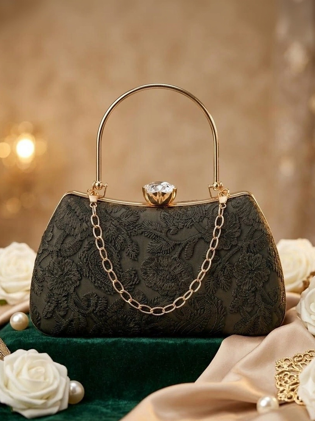 MISHA Embroidered Box Clutch