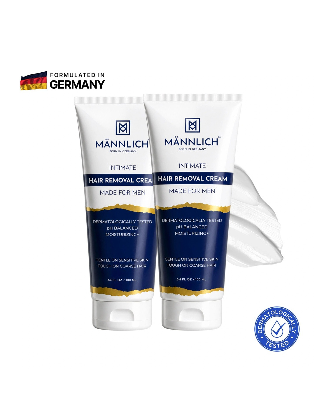 Mannlich Men Set of 2 Intimate Hair Removal Cream For Unwanted Coarse Pubic Hair - 200ml