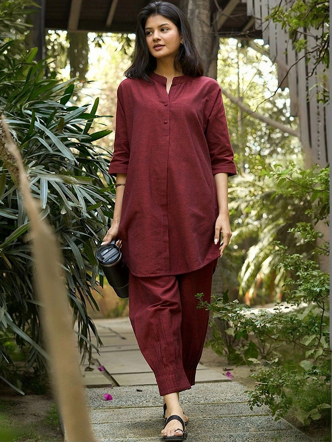 Surma Red Sunday Paper Kurta Co-Ord Set