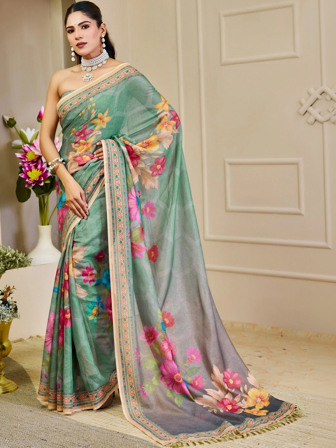 PHEASANT Floral Designer Saree