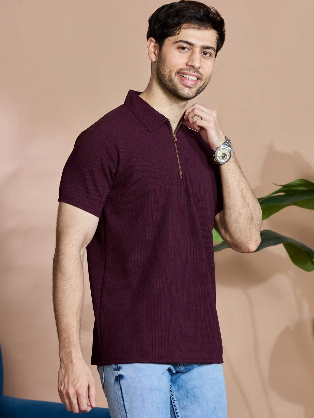 STONEBERG Men Polo Collar Flex Slim Fit T-shirt