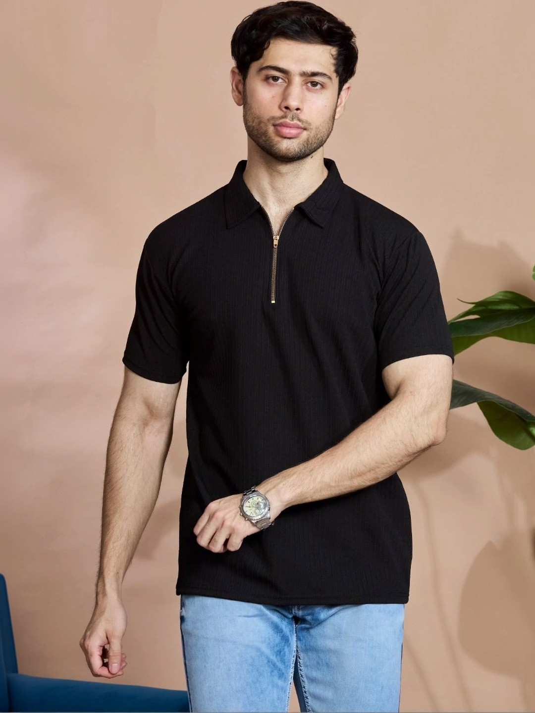 STONEBERG Men Polo Collar Flex Slim Fit T-shirt