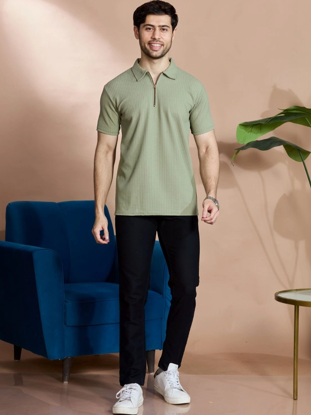 STONEBERG Men Polo Collar Flex Slim Fit T-shirt
