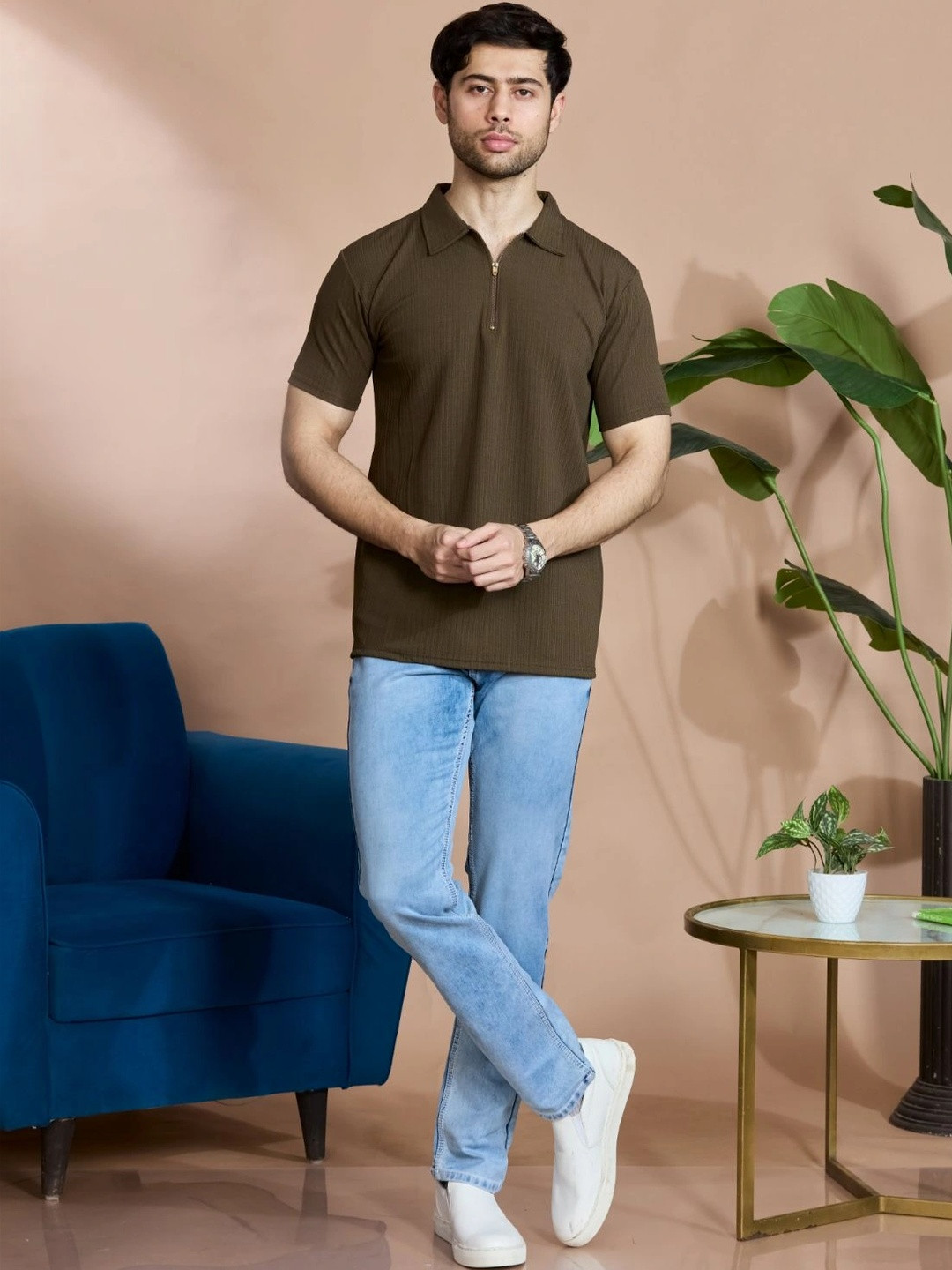 STONEBERG Men Polo Collar Flex Slim Fit T-shirt
