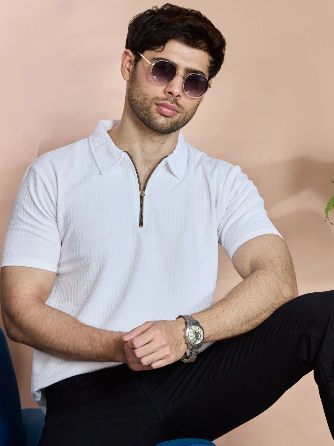 STONEBERG Men Polo Collar Flex Slim Fit T-shirt