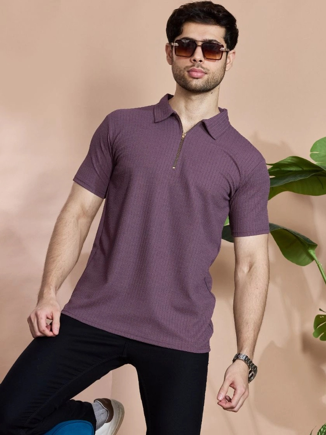 STONEBERG Men Polo Collar Flex Slim Fit T-shirt