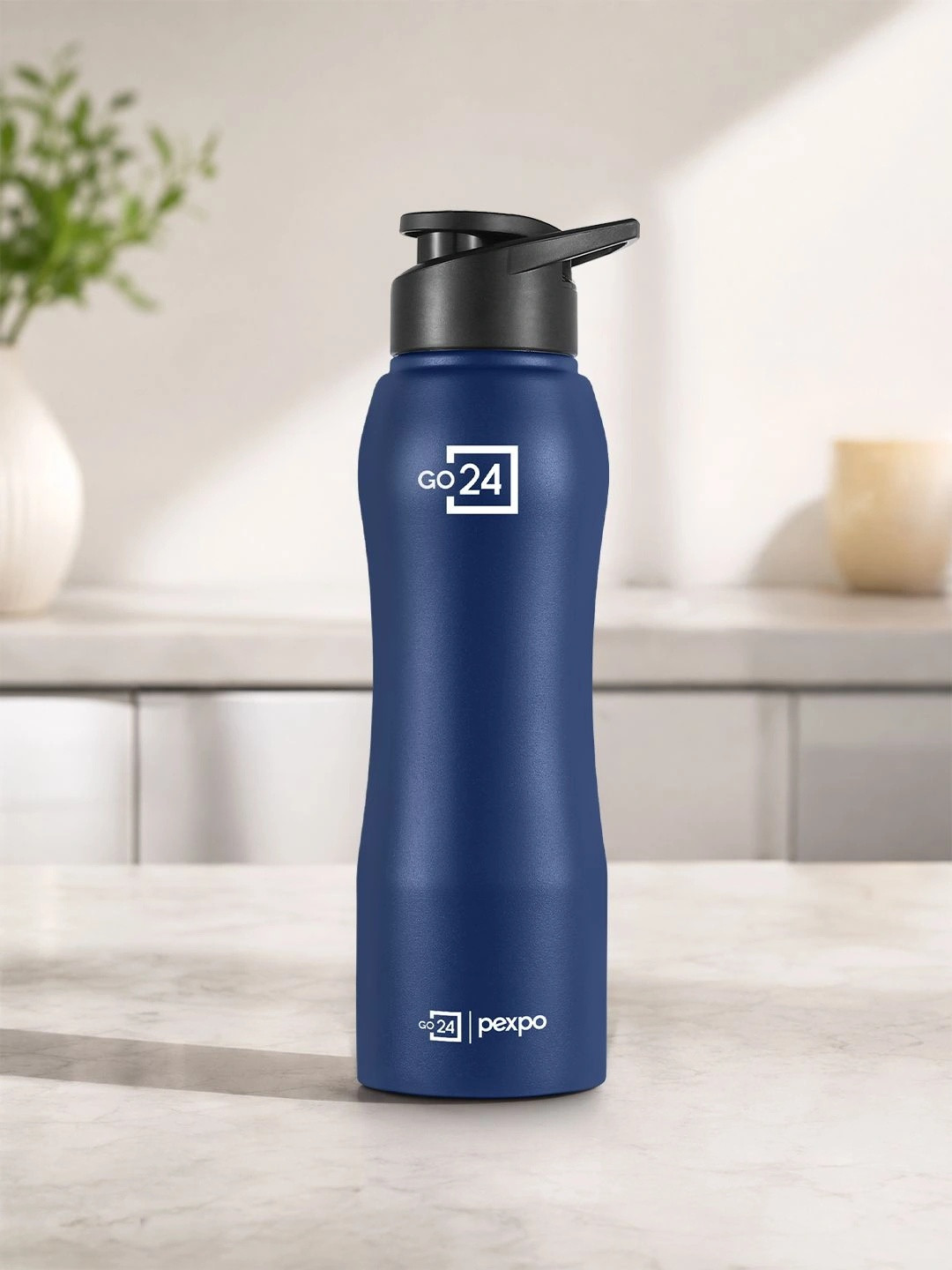Go24 BISTRO Sports & Hiking Stainless Steel 750ml Single wall Denim Blue Water Bottle