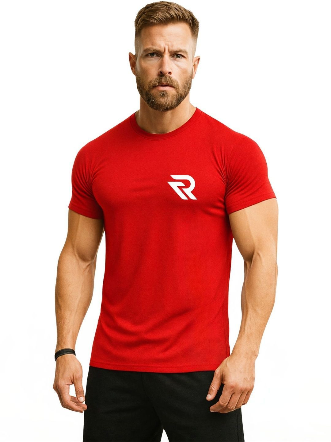 3Colors Men Brand Logo Printed Moisture Wicking T-shirt