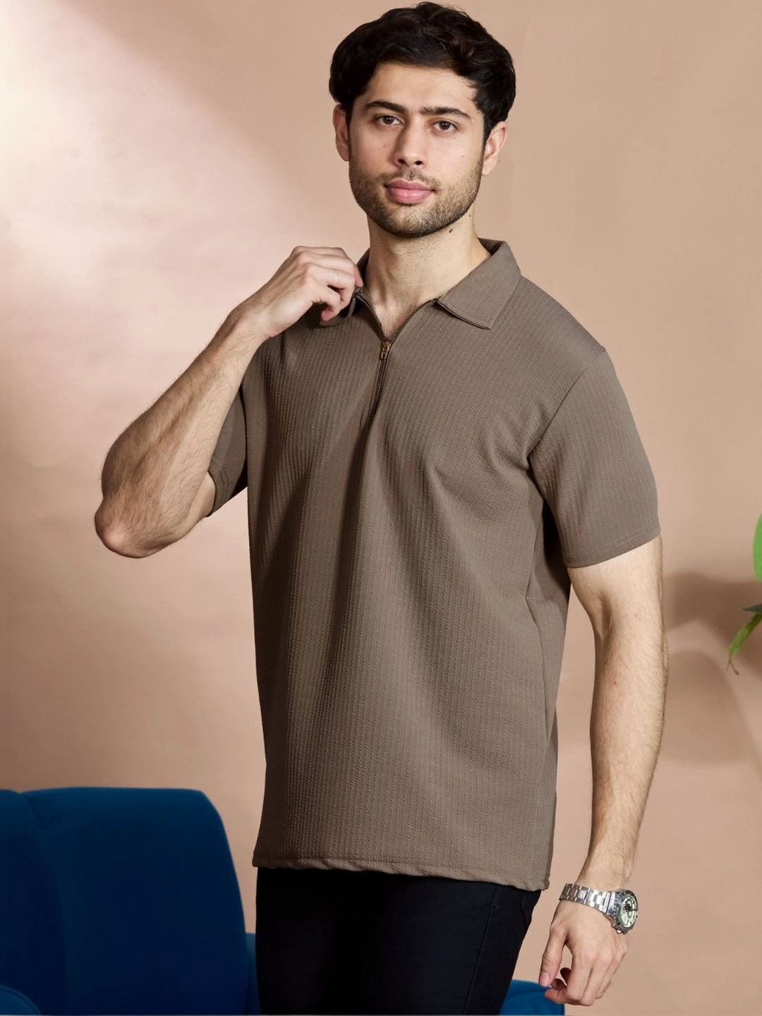 STONEBERG Men Polo Collar Flex Slim Fit T-shirt