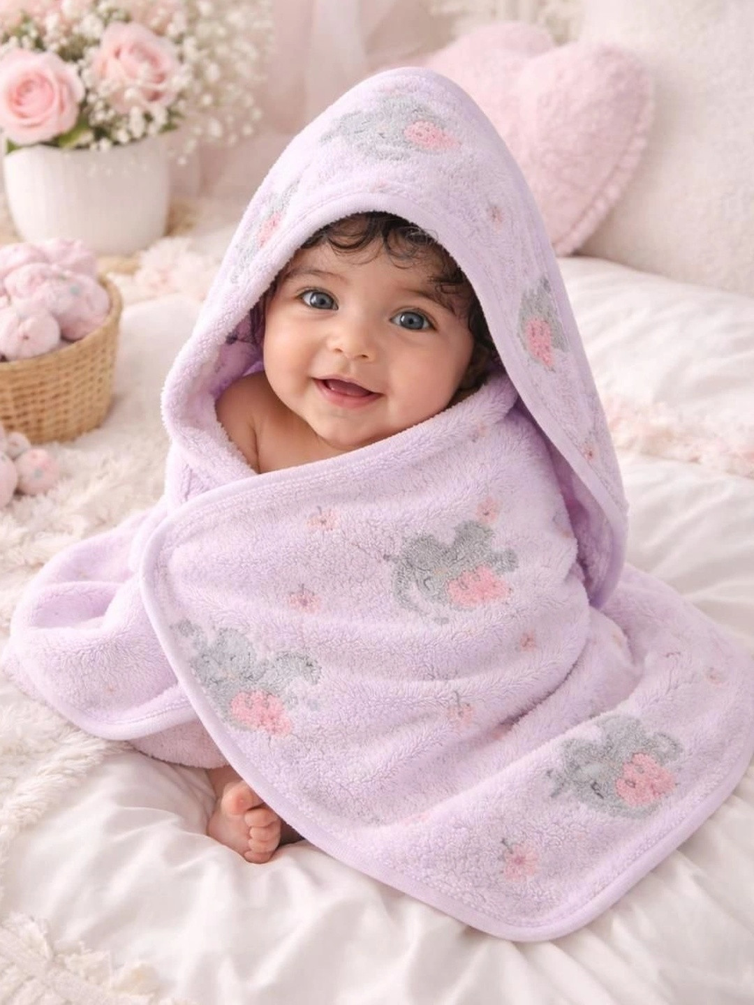 Haboo Lavender & Grey 1 Printed Organic Cotton 210 GSM Bath Towel
