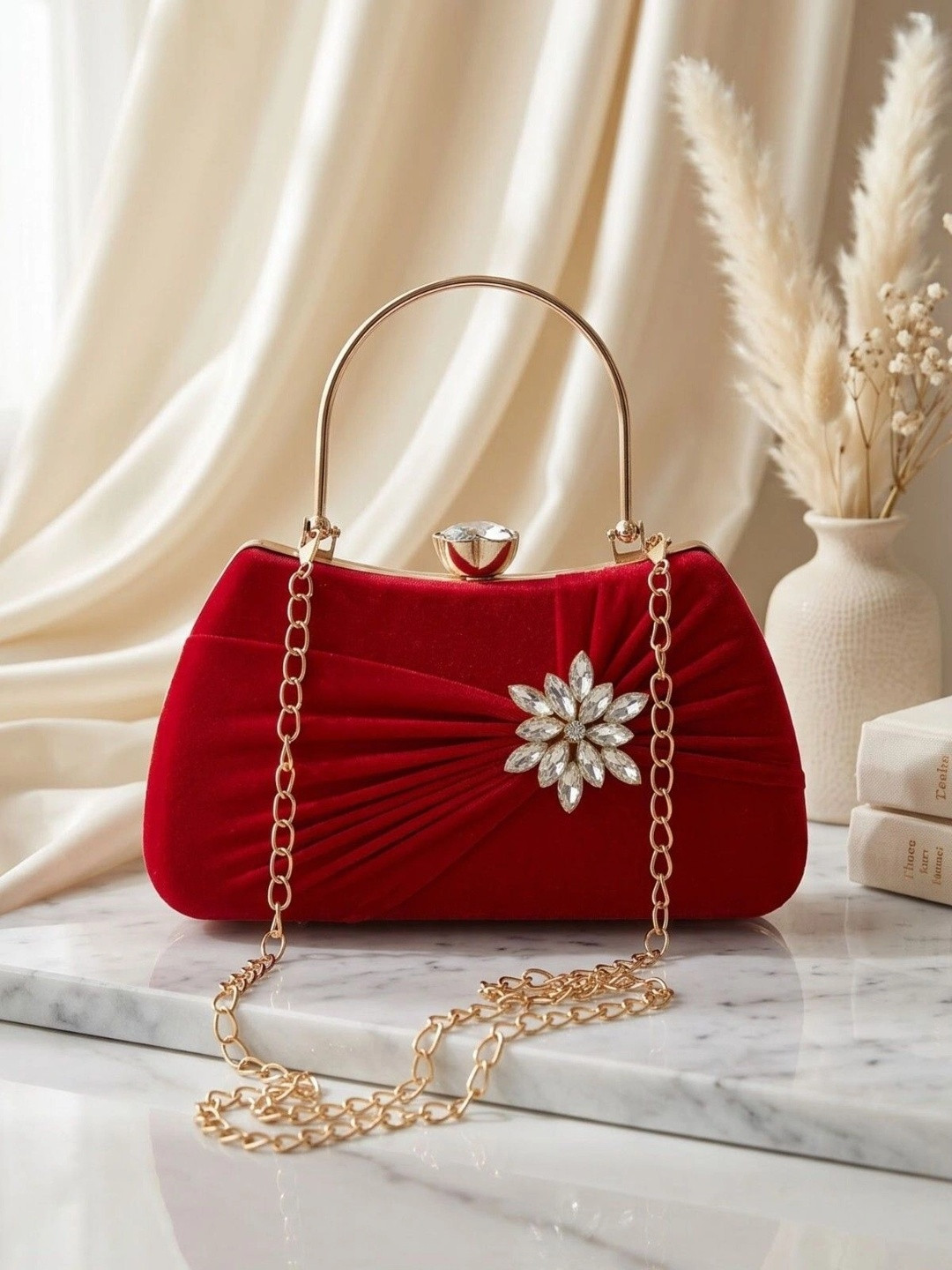 MISHA Textured Embellished Box Clutch