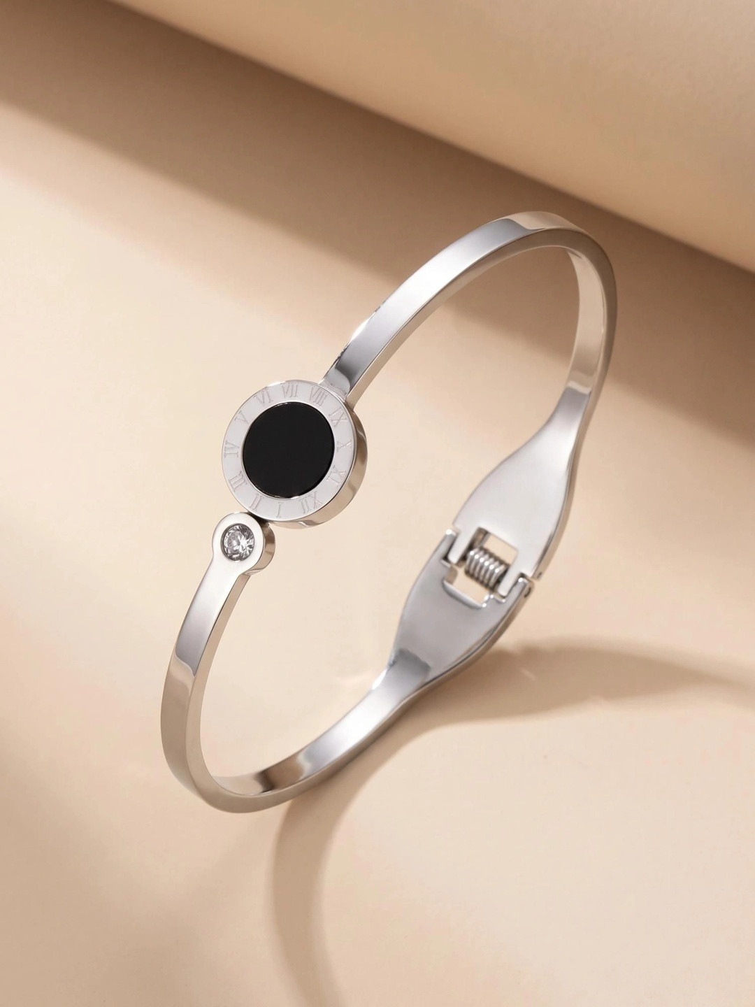MYKI Women Silver-Plated Cubic Zirconia Bangle-Style Bracelet