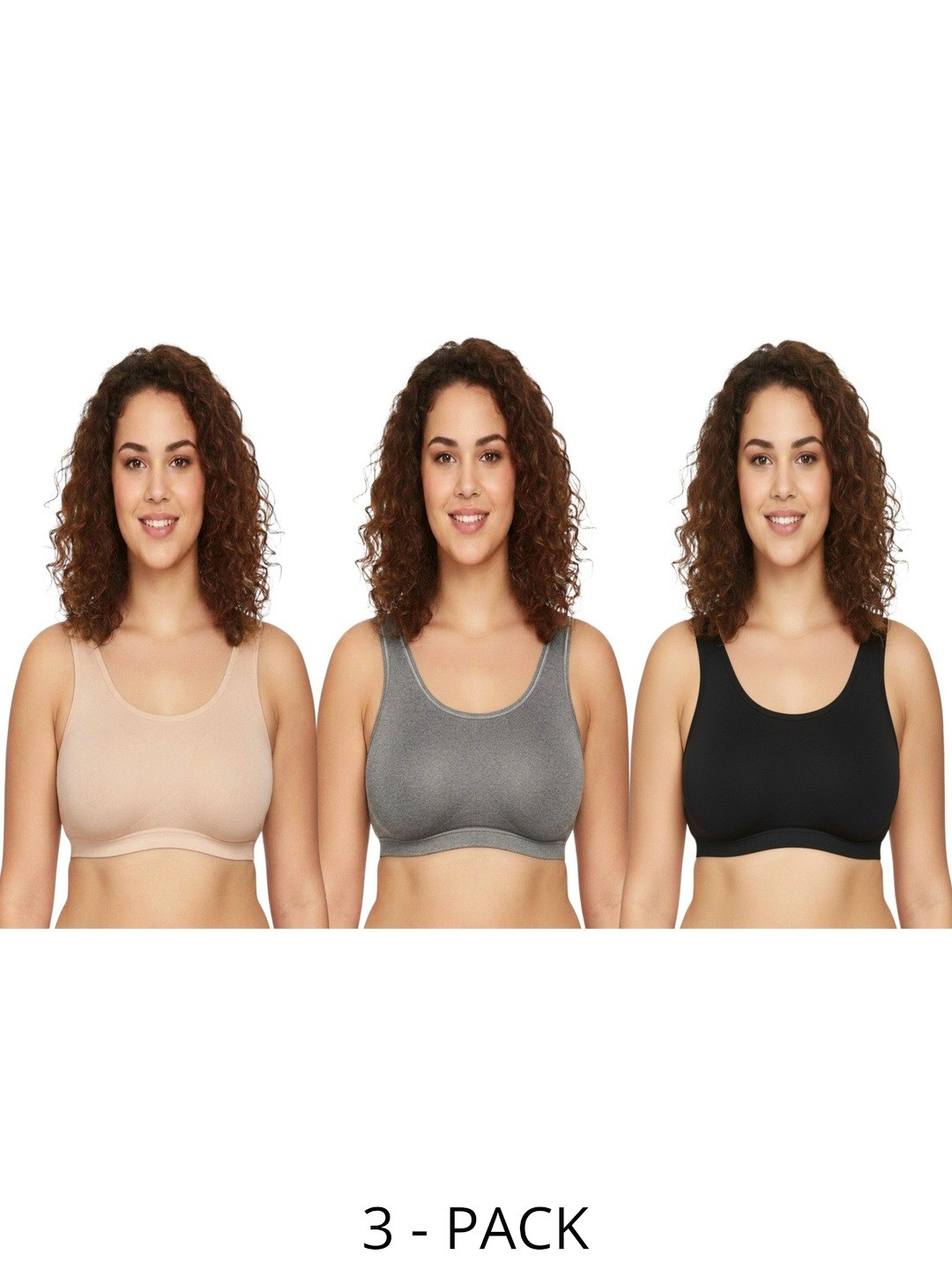 SHOP2KARMA Girl's Pack of 3 Non-Wired Seamless Full Coverage Everyday Bra