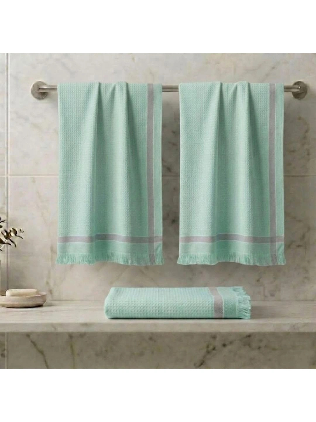 Athom Trendz Pure Cotton 350GSM Quick Dry 3PCs Adult Regular Bath Towel-30x60In